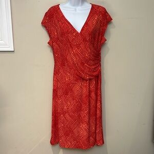 Evan-Picone flattering red and orange dress